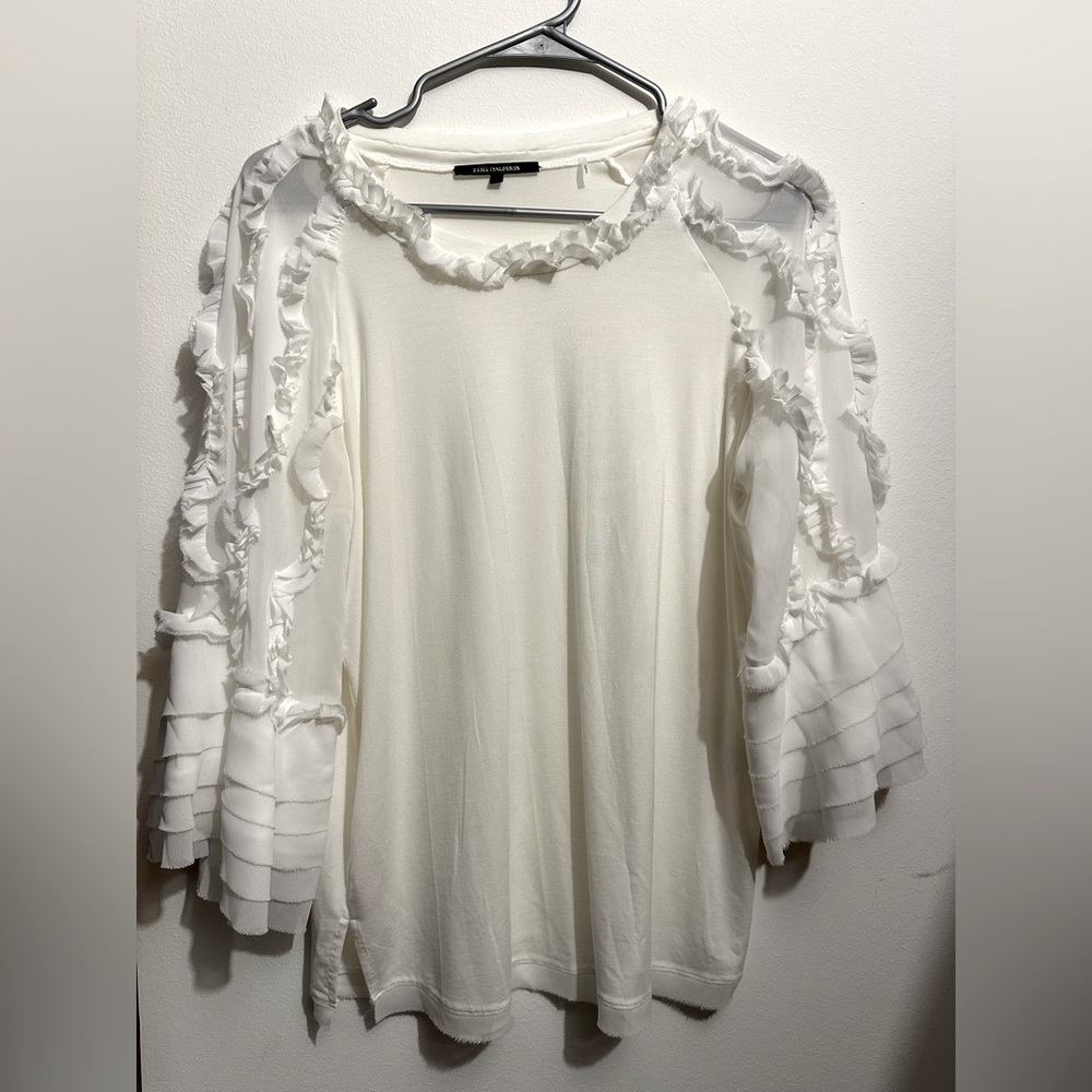 Kobi Halperin White Ruffled Blouse